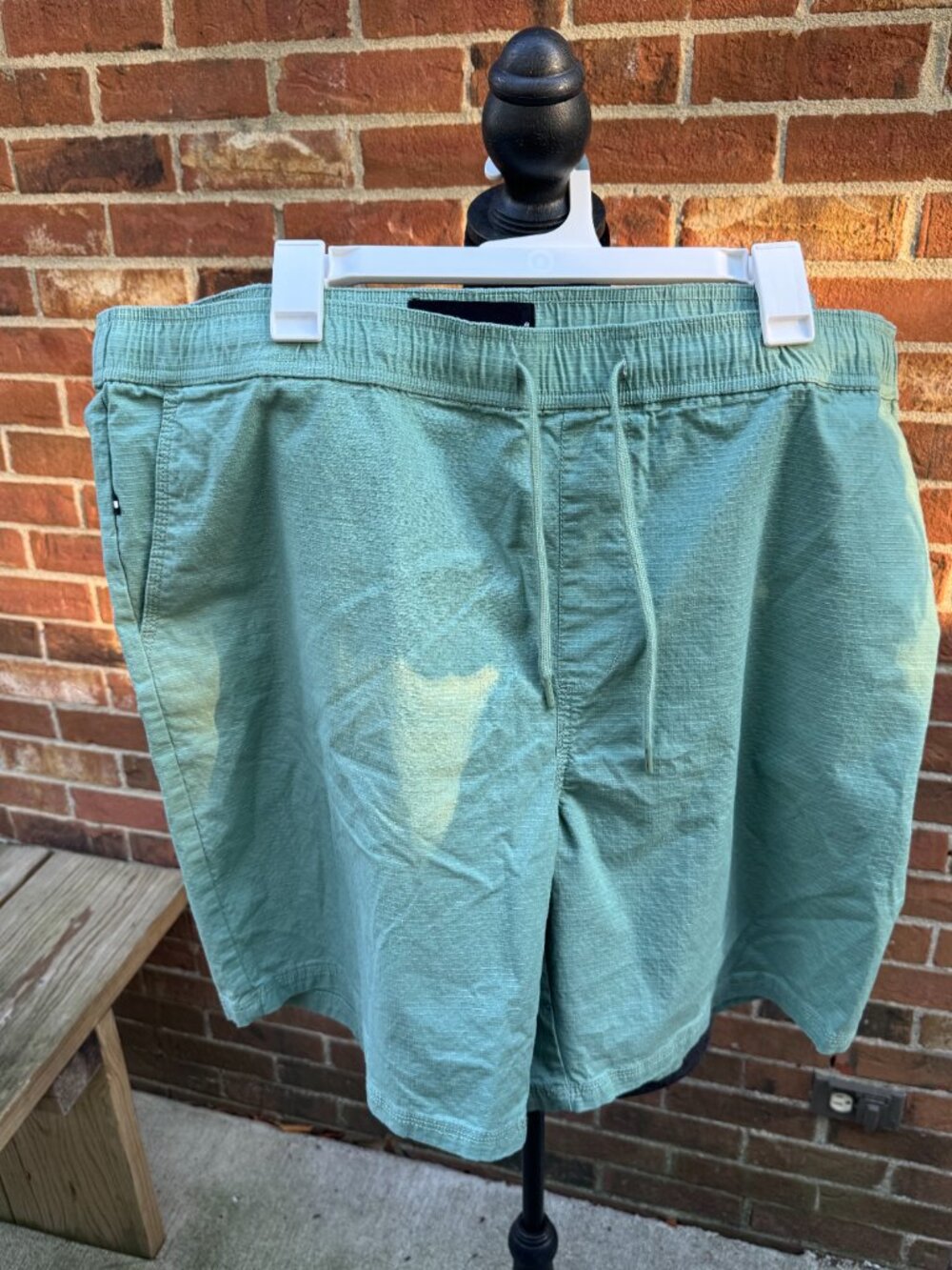 Edgar + Ash Men's Drawstring Shorts Sage Green Ripstop Cotton Blend Size 2XL Cas